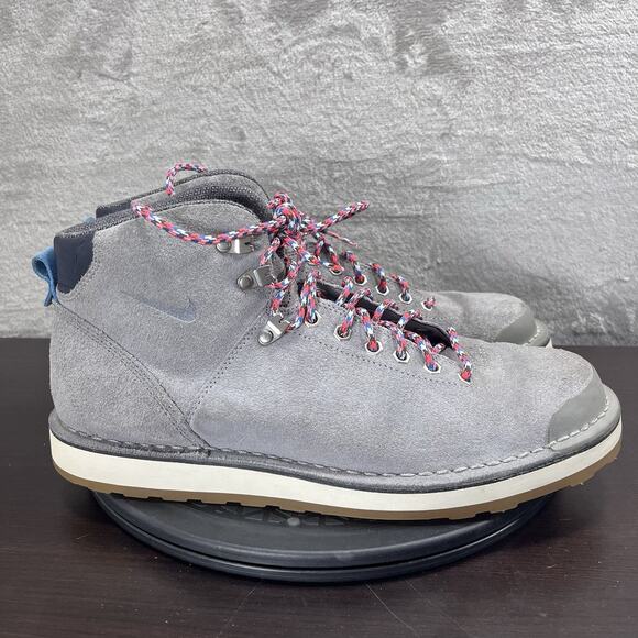 Nike Mens Size 10 ACG Air Magma 2012 Gray Suede Hiking Lace Up High Top Boots - Picture 1 of 10